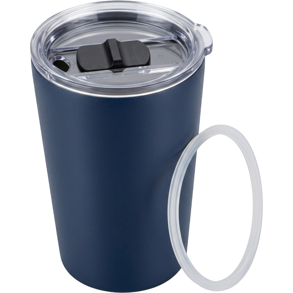 Rcvjn Seventeen Ounce Tapered Vacuum Tumbler with Linear Slider Lid Navy - Product view